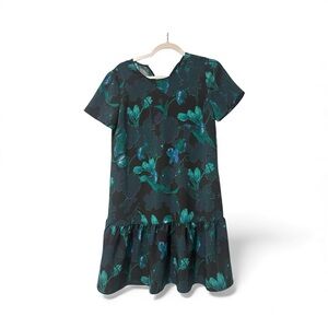 Halogen Kids Dress in Black and Green Floral